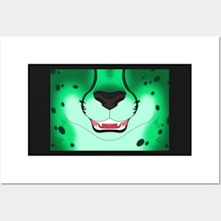 Mint Cheetah Face Posters and Art